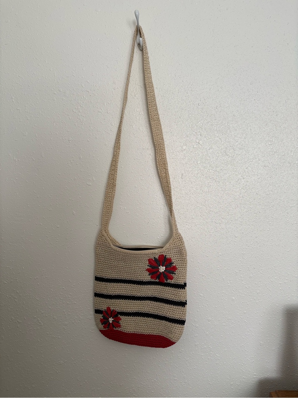 The Sak Beige Crochet Shoulder Bag with Red & Blue Floral Accents 1030CL - Picture 7 of 7